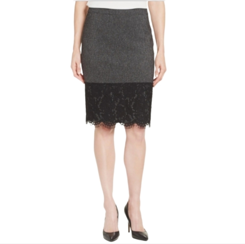 VINCE CAMUTO Lace Hem Tweed Pencil Skirt Women's Size 6